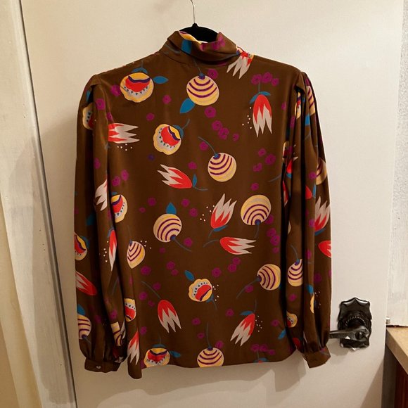 Anne Klein size 6 brown with multi coloured patterned skirt and top - Picture 3 of 10